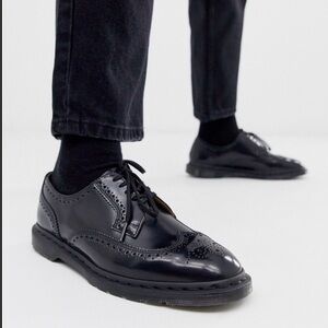 Dr. Martens Black Leather Brogue Derby Shoes